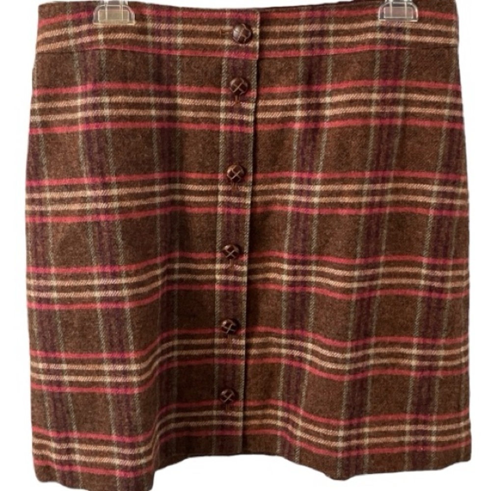 Talbots Skirt, Mini, Wool, Viscose, Academia, Plaid, Sz 14, Petite, Preppy